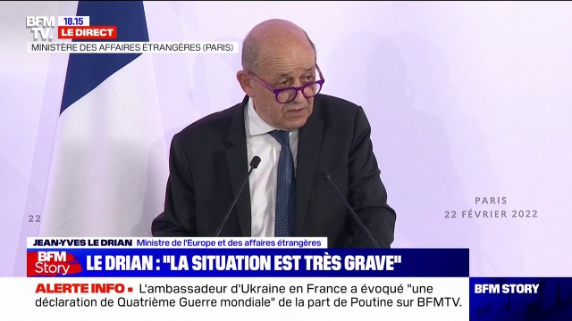 Jean-Yves Le Drian: Les 27 sont tombés d'accord sur un premier paquet de sanctions contre la Russie