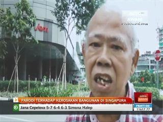 Parodi terhadap kerosakan bangunan di Singapura