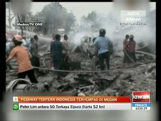 Pesawat tentera Indonesia terhempas di Medan