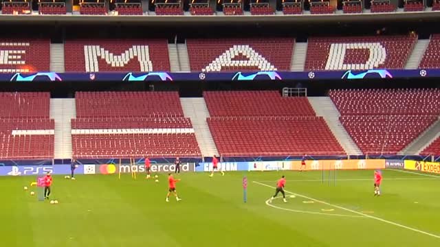 El Atlético ultima detalles en el Metropolitano antes de recibir al United
