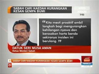 Sabah cari kaedah kurangkan kesan gempa bumi
