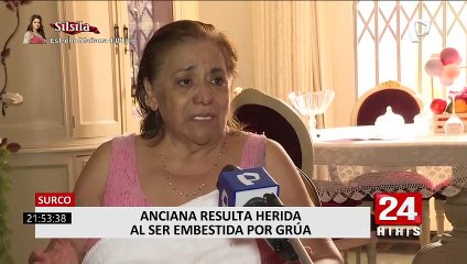 Surco: anciana resultó herida tras ser embestida por grúa