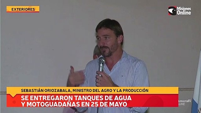 Se entregaron tanques de agua y motoguadañas en 25 de Mayo