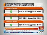 Kadar kenaikan tol di sembilan lebuh raya (berkuatkuasa 15 Oktober)
