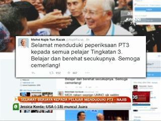 Selamat berjaya kepada pelajar menduduki PT3 - PM Najib Razak