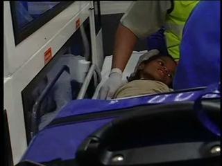 Footage from inside the ambulance as the students were rushed to hospital