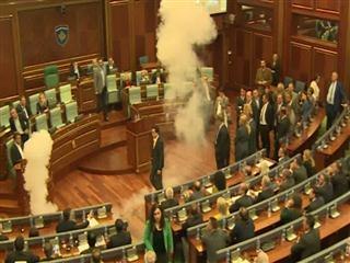 Tear gas fired inside Kosovo parliament