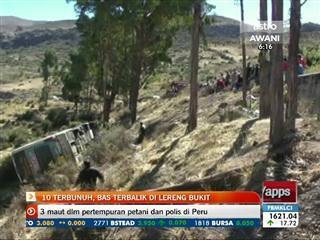 10 terbunuh, bas terbalik di lereng bukit