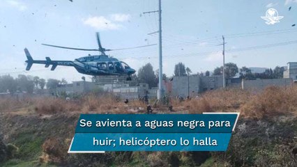 Detienen a sujeto que se aventó a canal de aguas negras tras robo de auto en Ecatepec