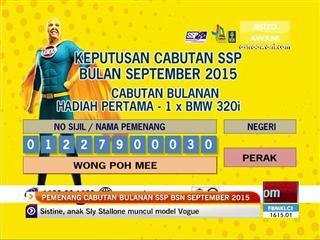 Pemenang cabutan bulanan SSP BSN September 2015