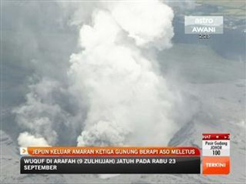 Jepun keluar amaran ketiga gunung berapi Aso meletus