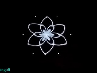 simple flower rangoli design with 5 dots - easy flower rangoli - easy and simple rangoli designs