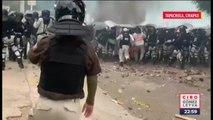 Migrantes se enfrentan a Guardia Nacional en Tapachula