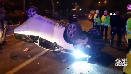 Uygulamadan kaçarken takla attı