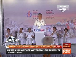 PAP kuasai pilihanraya, Lee Hsien Loong kembali berkuasa