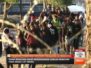 Pelarian, pendatang teruskan perjalanan di Macedonia
