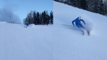 'Creative skier stops at nothing to make his downhill run as THRILLING as possible '