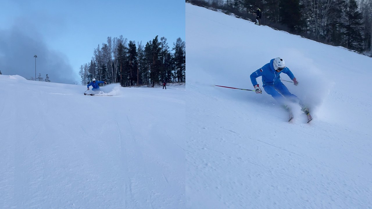 'Creative skier stops at nothing to make his downhill run as THRILLING as possible '