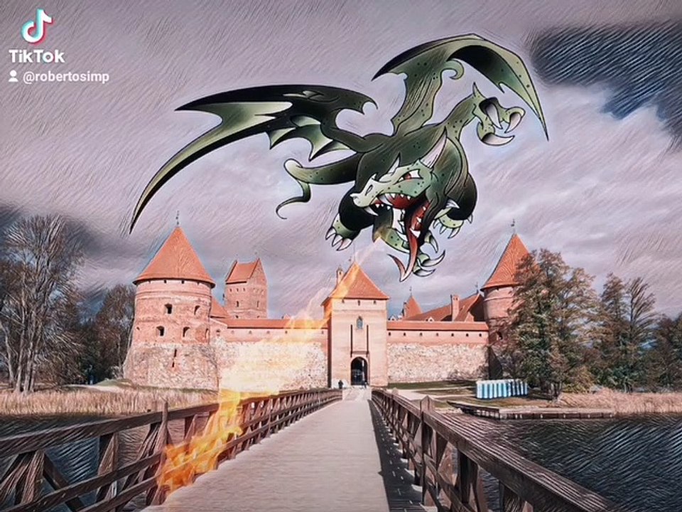 Fire-breathing dragon and Castle