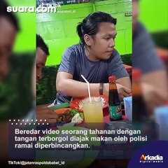 Viral! Meski Tangan Diborgol, Polisi Ajak dan Traktir Tahanan Makan Bersama, Banjir Pujian Warganet
