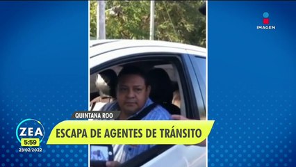 Funcionario escapa de agentes de tránsito en Quintana Roo