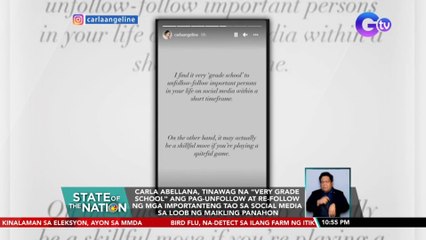 Carla Abellana, tinawag na "very grade school" ang pag-unfollow at re-follow ng mga importanteng tao sa social media sa loob ng maikling panahon | SONA