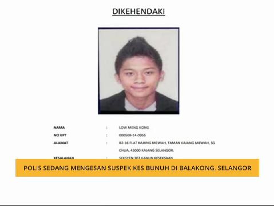 Polis sedang kesan suspek kes bunuh di Balakong, Selangor