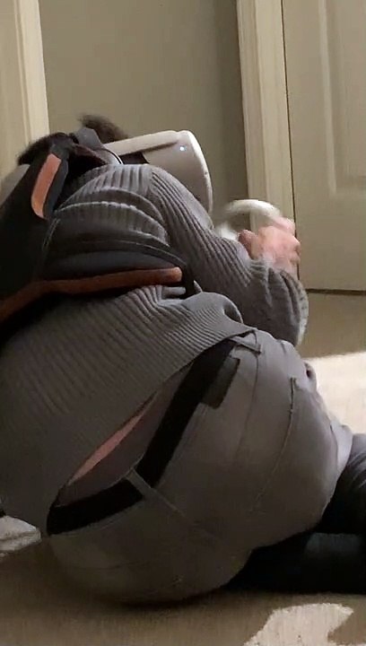 Guy Playing Horror Game in VR Freaks Out