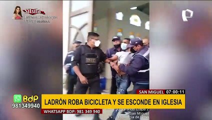 Ladrón de bicicleta se esconde en iglesia y finge rezar para evitar persecución policial
