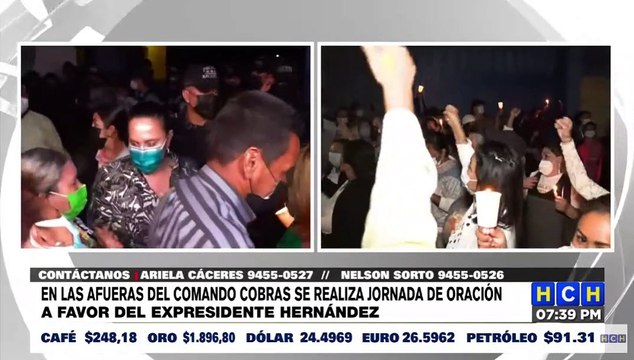 Realizan jornada de oración en las afueras de Los Cobras lugar donde pasa la noche el expresidente Hernández