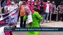 Aksi Serikat Buruh di Semarang Tolak Permenaker JHT