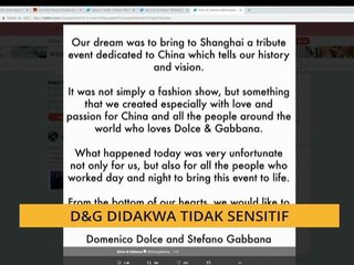 #Bualan 22 Nov: Didakwa rasis D&G batal pertunjukan fesyen