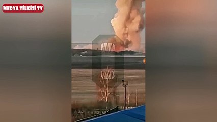 Bu görüntüyü bir Ukraynalı çekti! Rusya Ukrayna'daki Bayraktar SİHA üssünü vurdu