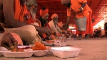 Varanasi Bhandara - Sadhus taking the devotional taste
