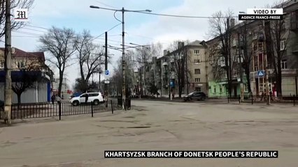 Empty streets in eastern Ukraine as loudspeakers give location of evacuation centers