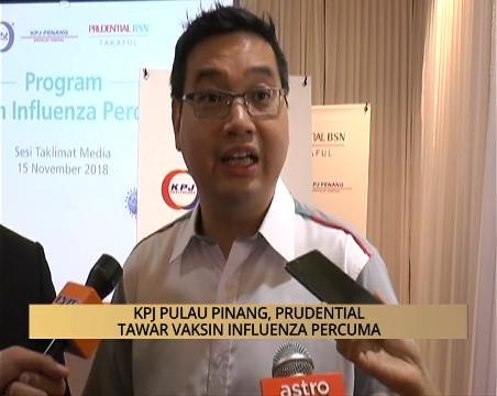 AWANI - Pulau Pinang: KPJ Pulau Pinang, Prudential tawar vaksin Influenza percuma