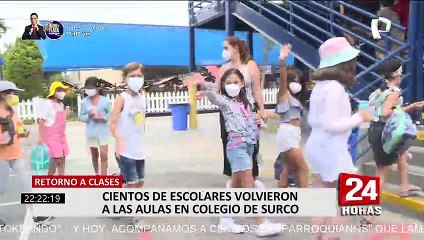 Cientos de estudiantes regresaron a las clases presenciales en colegio particular en Surco