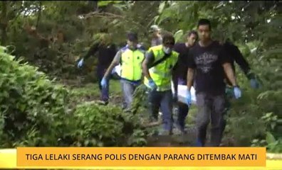 Tiga lelaki serang polis dengan parang ditembak mati