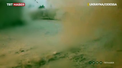 Ukrayna'nın Odessa kentinde bir depolunun vurulduğu anlar