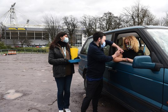 Drive through covid jabs at Moor Park, Preston