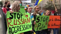 Lübnan'daki Ukraynalılar, Rusya Büyükelçiliği önünde gösteri yaptı
