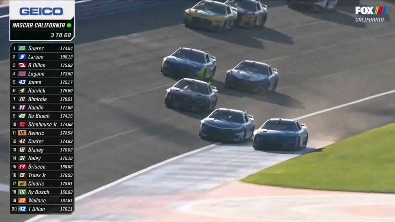 Nascar Cup Series 2022 Fontana Race Overtime Epic Tense Finish Larson Win