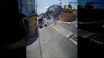 Biker Saves Old Lady Standing in the Tram Tracks