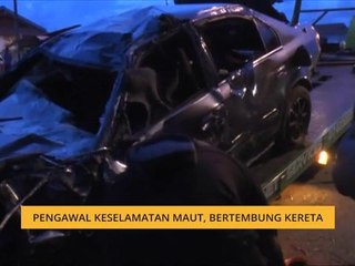 Pengawal keselamatan maut, bertembung kereta