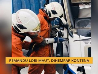 Pemandu lori maut, dihempap kontena