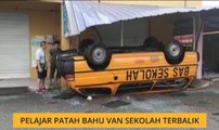 Pelajar patah bahu van sekolah terbalik