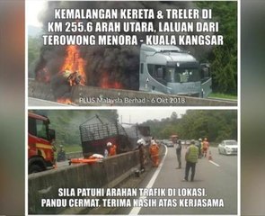 Kemalangan di Km 255.6 Lebuhraya PLUS arah Utara