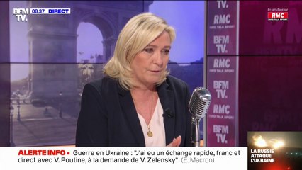 Marine Le Pen ne souhaite pas que "des troupes françaises soient envoyées pour combattre en Ukraine"