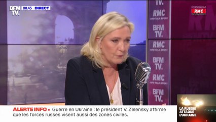"Il est totalement rationnel, brutal, impressionnant": Marine Le Pen "ne pense pas du tout" que Vladimir Poutine soit "un fou"