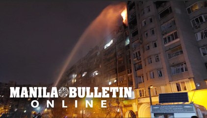 Ukraine: firefighters on scene after Kyiv residential building shelled